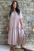 Rustic Nature Linen Blend Smock T Shirt Dress Washed Ballet Blush